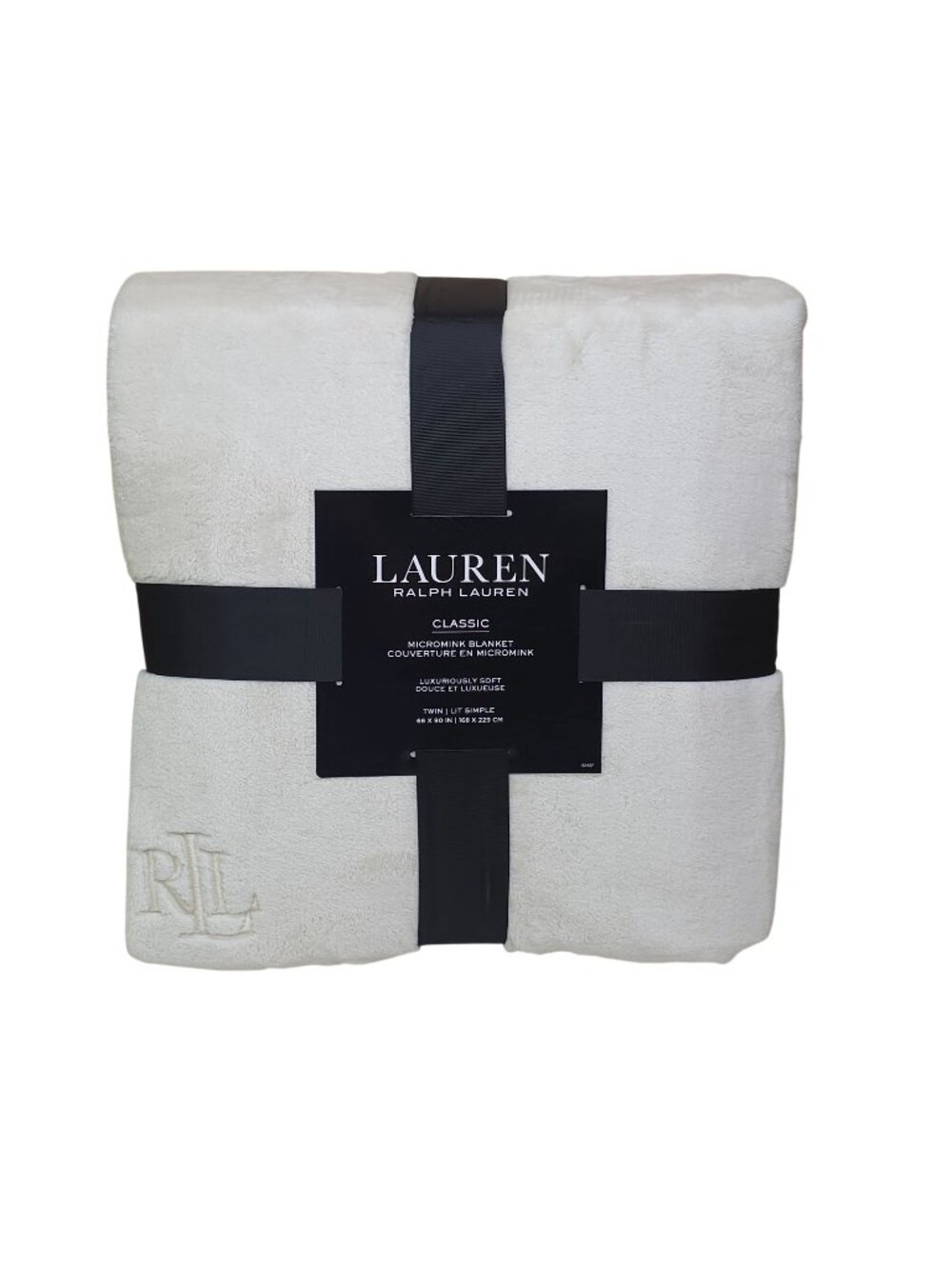 Lauren Ralph Lauren Twin Micromink Blanket 66" X 90" Luxuriously Soft Cream